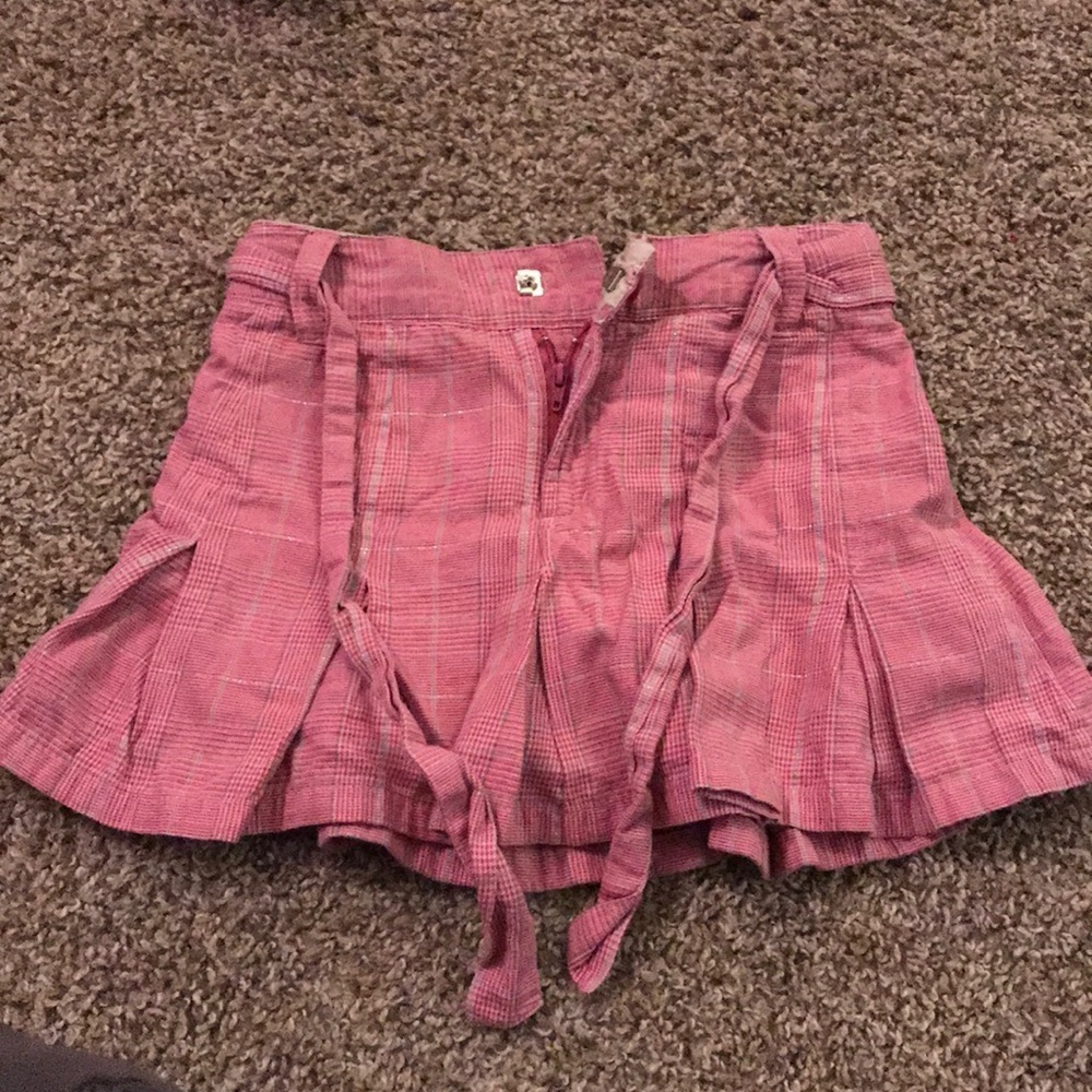 Cherokee Pink Plaid Ruffled Skort Ties